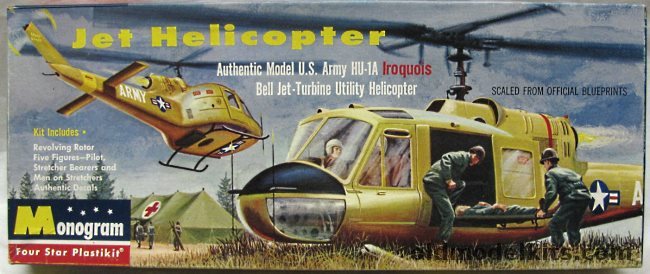 Monogram 1/48 Jet Helicopter Army HU-1A Iroquois - (UH-1 Huey) - Four Star Issue, PA50-98 plastic model kit